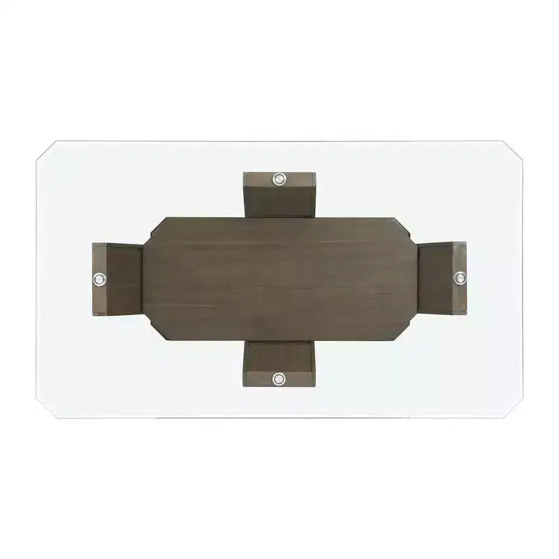 Table à hauteur de comptoir rectangulaire Simms Noyer - Picket House Furnishings : Plateau en verre, milieu du siècle moderne, 4 places