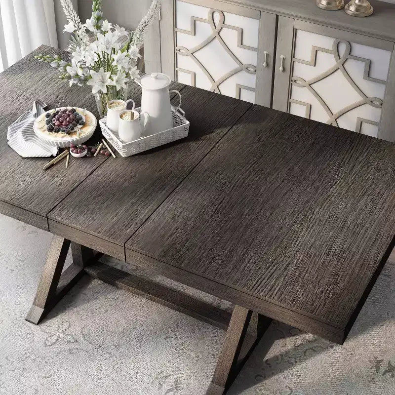 Table de salle à manger extensible Rawlins de 198 cm avec base à tréteaux - HOMES: Inside + Out