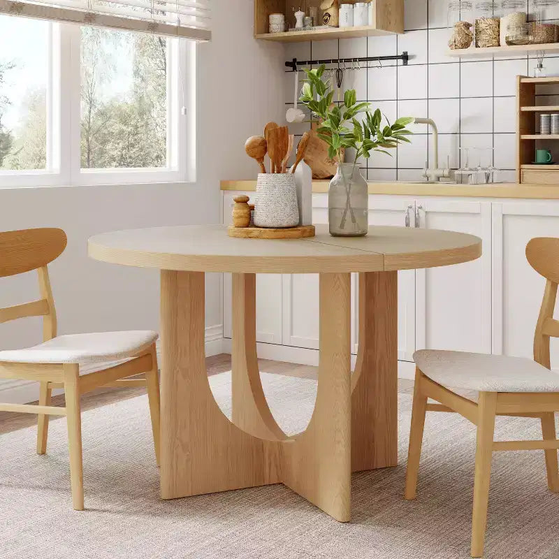 Christopher Knight Home Naomi Table à manger ronde rustique en bois de 48 po avec pieds entrecroisés, couleur naturelle