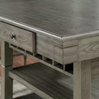 HOMES: Inside + Out 60" Goldspark Transitional 2 étagères Table hauteur comptoir avec tiroirs et casier à vin gris : Table de bar 30 x 60