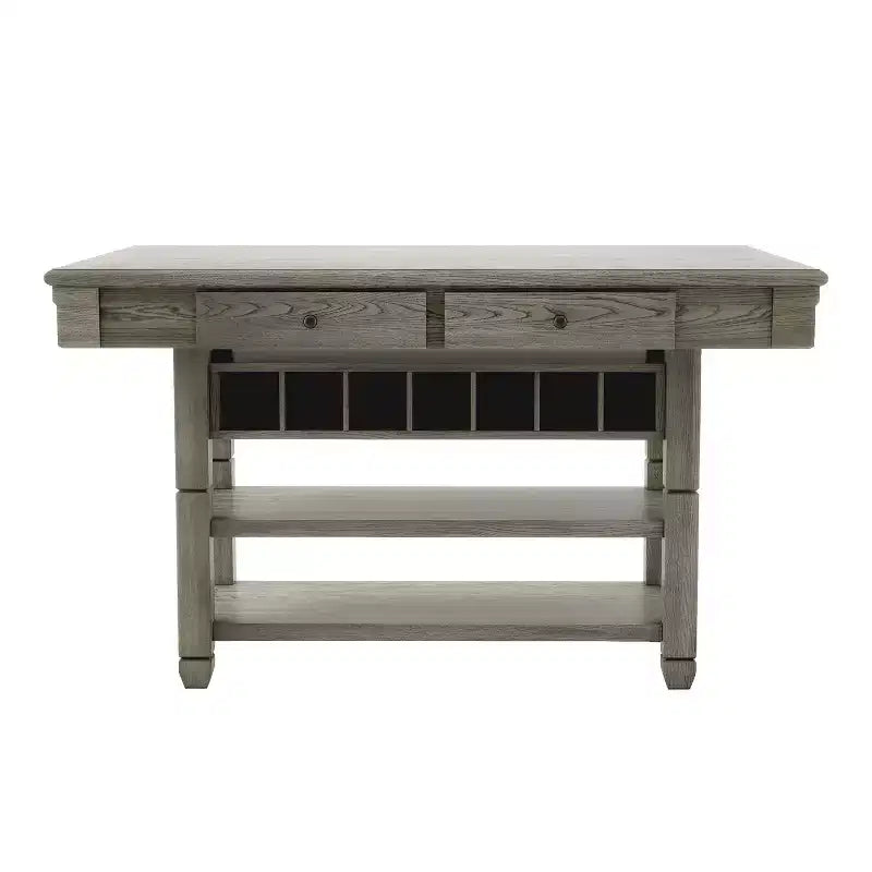 HOMES: Inside + Out 60" Goldspark Transitional 2 étagères Table hauteur comptoir avec tiroirs et casier à vin gris : Table de bar 30 x 60