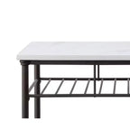 Îlot de cuisine Freyja 50 po en pierre reconstituée blanche/gris - Acme Furniture : Structure en métal, étagères de rangement