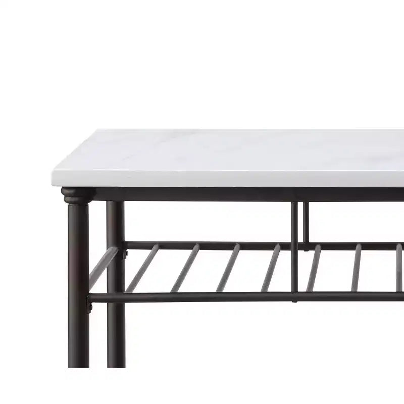 Îlot de cuisine Freyja 50 po en pierre reconstituée blanche/gris - Acme Furniture : Structure en métal, étagères de rangement