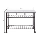 Îlot de cuisine Freyja 50 po en pierre reconstituée blanche/gris - Acme Furniture : Structure en métal, étagères de rangement