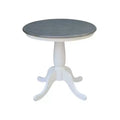 29" Dining Height Ronin Round Pedestal Table White/Heather Gray - International Concepts: Solid Wood, Small Space
