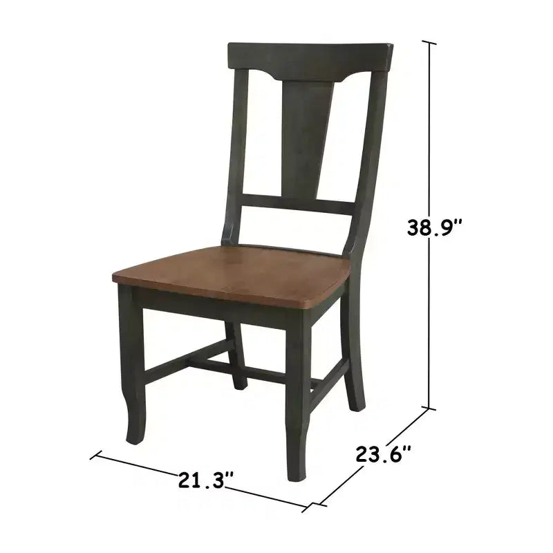Table de salle à manger ronde 42" à double rallonge avec 2 chaises à dossier panneau Noyer/Charbon délavé - International Concepts