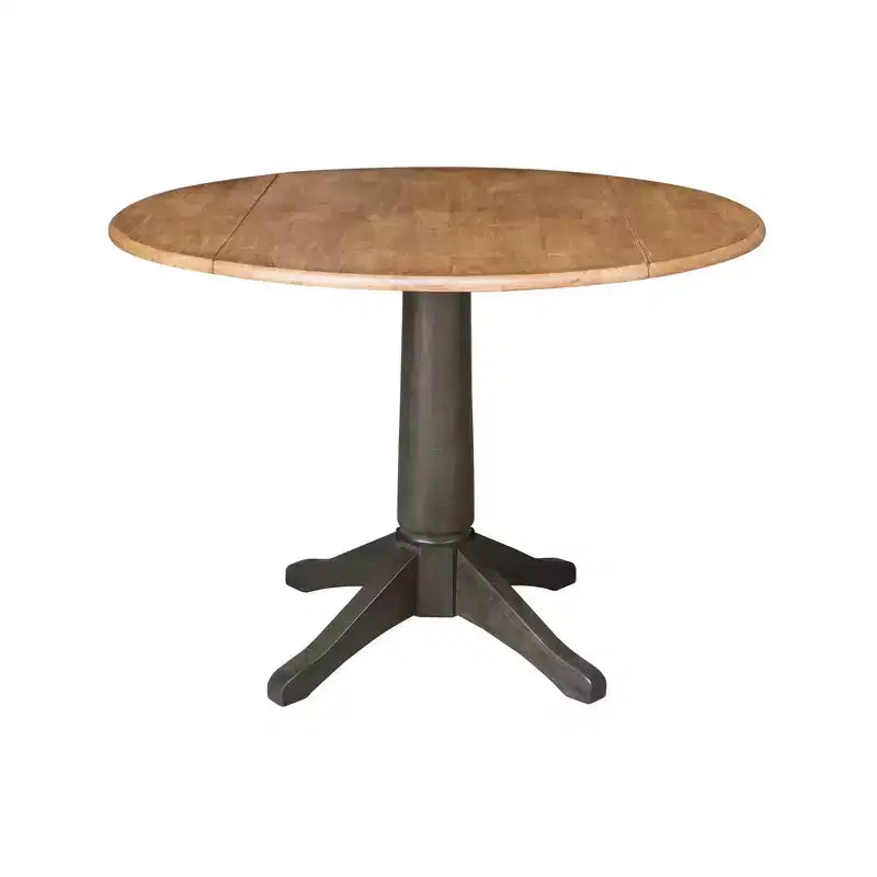 Table de salle à manger ronde 42" à double rallonge avec 2 chaises à dossier panneau Noyer/Charbon délavé - International Concepts