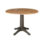 Table de salle à manger ronde 42" à double rallonge avec 2 chaises à dossier panneau Noyer/Charbon délavé - International Concepts