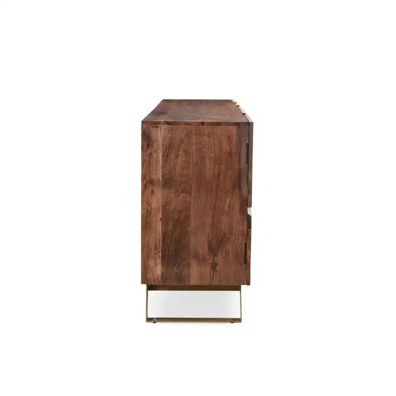 Buffet 3 Portes en Bois de Seesham Bords Vivants Or - Timbergirl