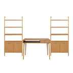 Nathan James Jasper Wood Fluted Desk Wall Unit Brown
