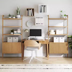 Nathan James Jasper Meuble mural de bureau cannelé en bois marron