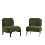 Christopher Knight Home Set of 2 Landon Modern Rubberwood Boucle Upholstered Accent Chairs Green