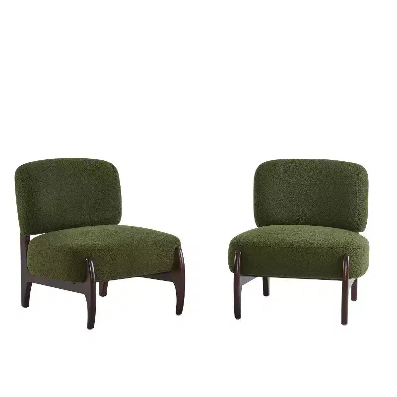 Christopher Knight Home Set of 2 Landon Modern Rubberwood Boucle Upholstered Accent Chairs Green