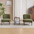Christopher Knight Home Lot de 2 fauteuils d'appoint Landon modernes en hévéa tapissés de bouclé vert