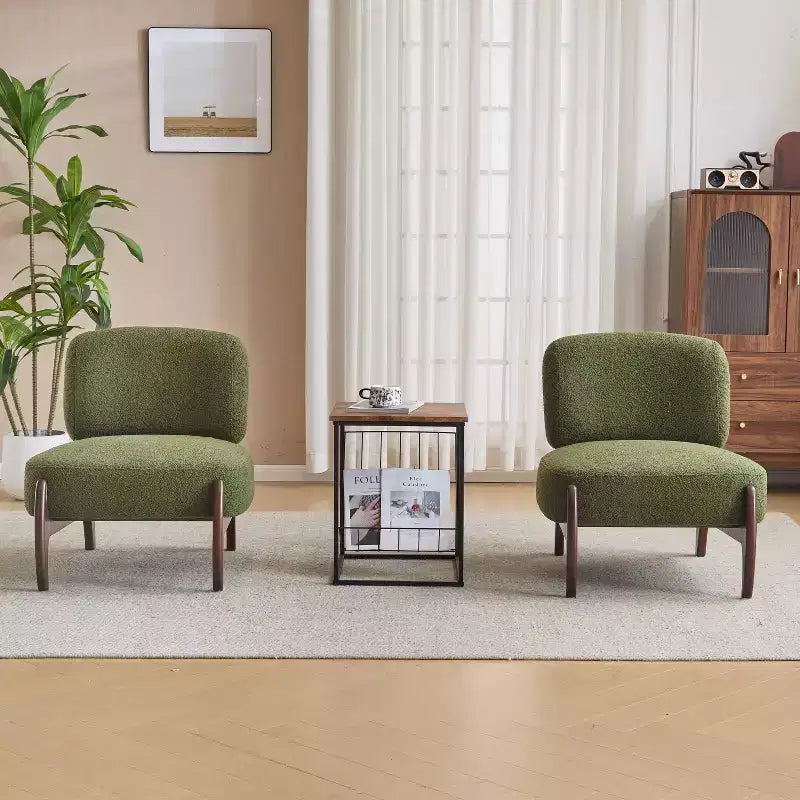 Christopher Knight Home Lot de 2 fauteuils d'appoint Landon modernes en hévéa tapissés de bouclé vert