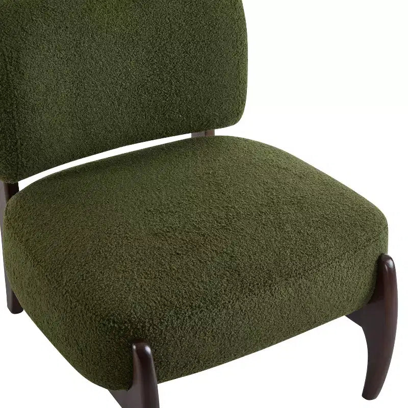 Christopher Knight Home Lot de 2 fauteuils d'appoint Landon modernes en hévéa tapissés de bouclé vert