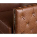 Fauteuil pivotant Milton Tufted Barrel marron - Madison Park : rembourré, aucun assemblage, finition bronze plaqué