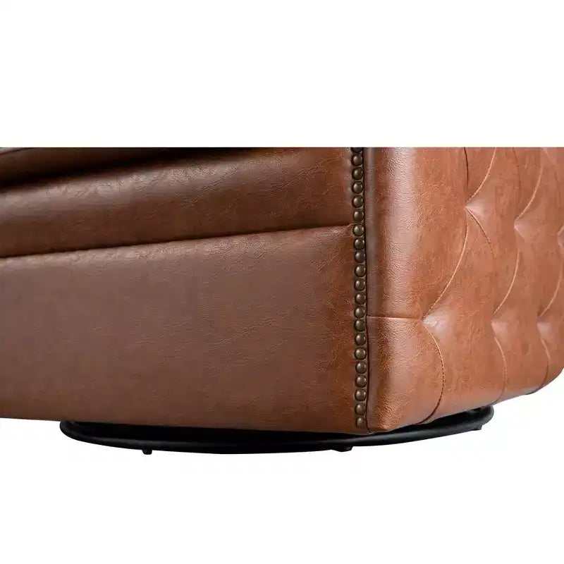 Fauteuil pivotant Milton Tufted Barrel marron - Madison Park : rembourré, aucun assemblage, finition bronze plaqué