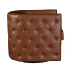 Fauteuil pivotant Milton Tufted Barrel marron - Madison Park : rembourré, aucun assemblage, finition bronze plaqué