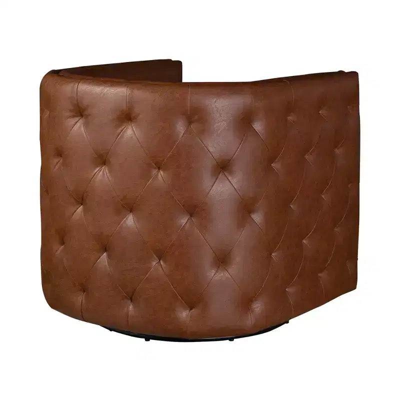 Fauteuil pivotant Milton Tufted Barrel marron - Madison Park : rembourré, aucun assemblage, finition bronze plaqué