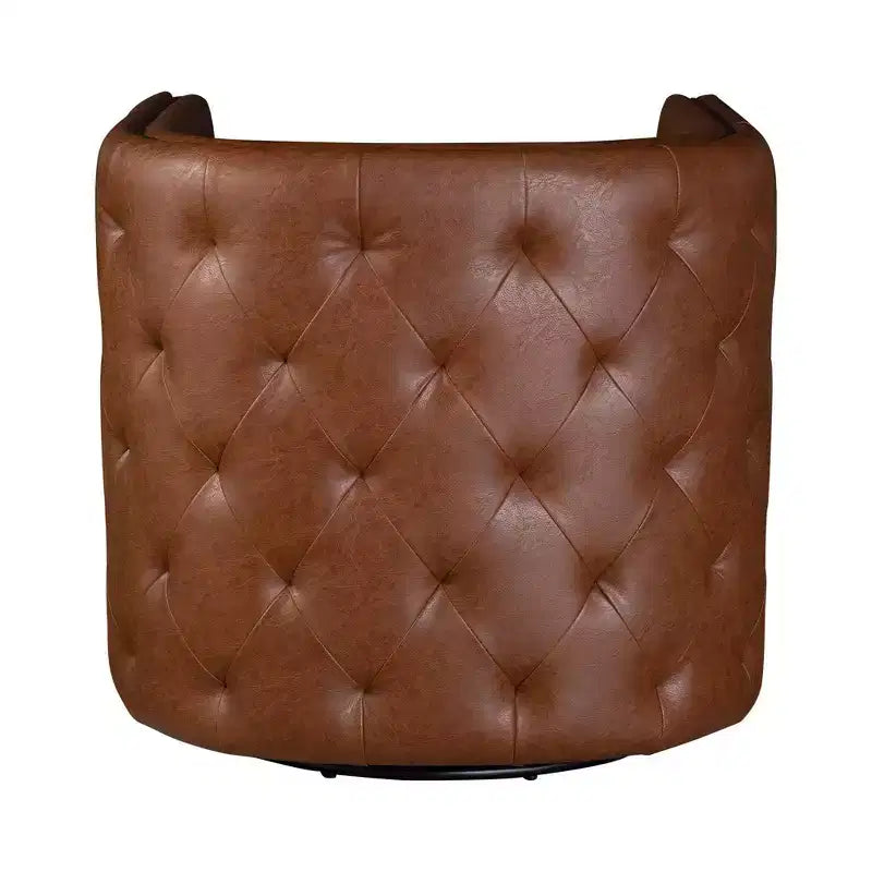 Fauteuil pivotant Milton Tufted Barrel marron - Madison Park : rembourré, aucun assemblage, finition bronze plaqué