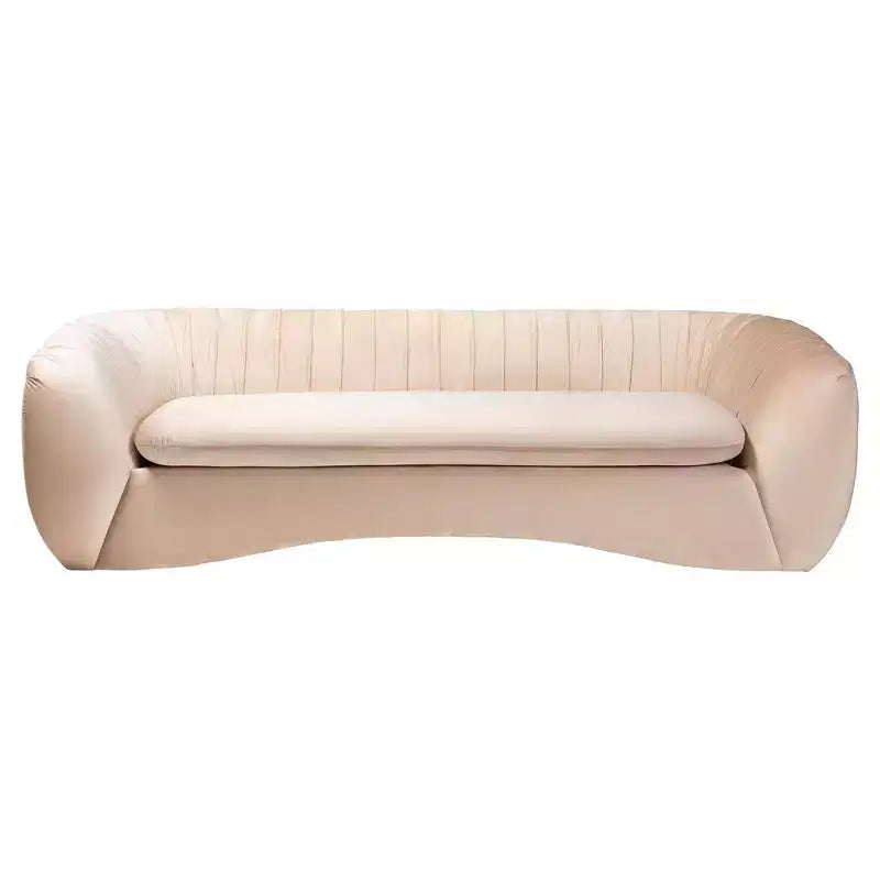 Baxton Studio Adanna, Canapé en tissu velours, Beige champagne