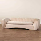 Baxton Studio Adanna, Canapé en tissu velours, Beige champagne