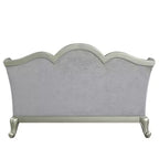 Canapé 66" Qunsia Lin Gris Clair et Finition Champagne - Meubles Acme : Revêtement en cuir, Cadre en bois, Aucun assemblage requis
