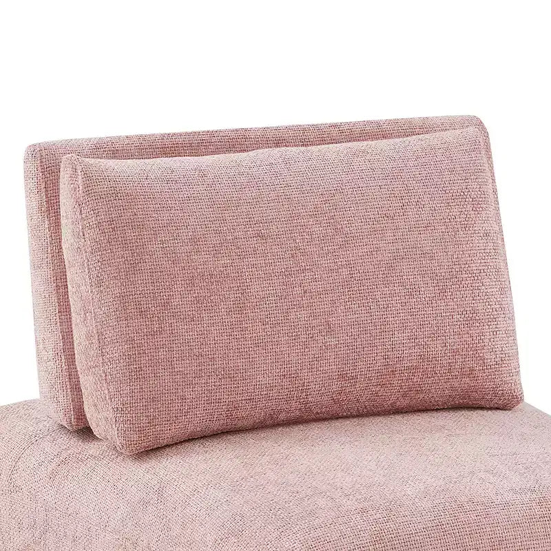 HOMES: Inside + Out Povoa Fauteuil modulaire moderne sans accoudoirs en chenille avec dossier extensible rose