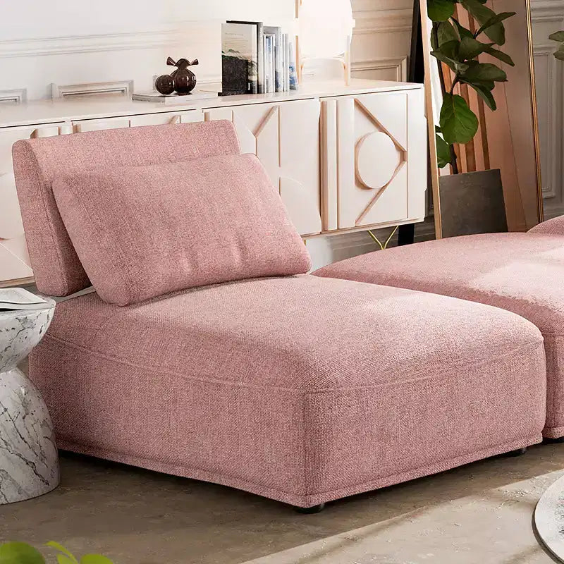 HOMES: Inside + Out Povoa Fauteuil modulaire moderne sans accoudoirs en chenille avec dossier extensible rose