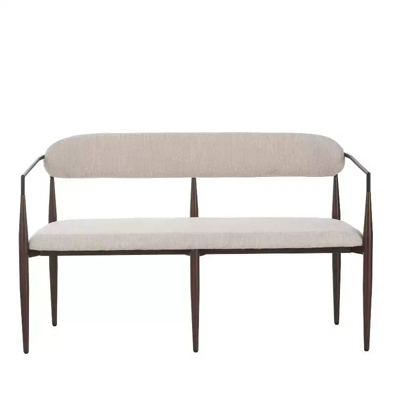 Christopher Knight Home Piper Modern Iron Frame Upholstered 55" Loveseat with Open Curved Back Coffee/Black