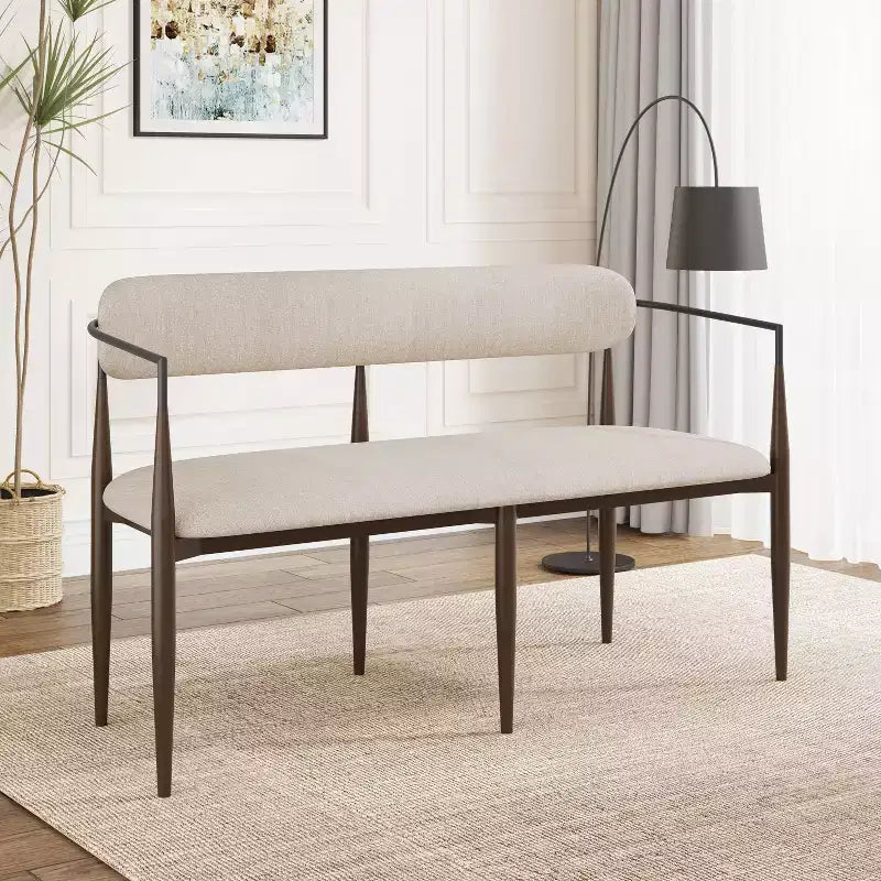 Causeuse moderne Christopher Knight Home Piper de 140 cm en fer avec dossier incurvé ouvert, couleur café/noir