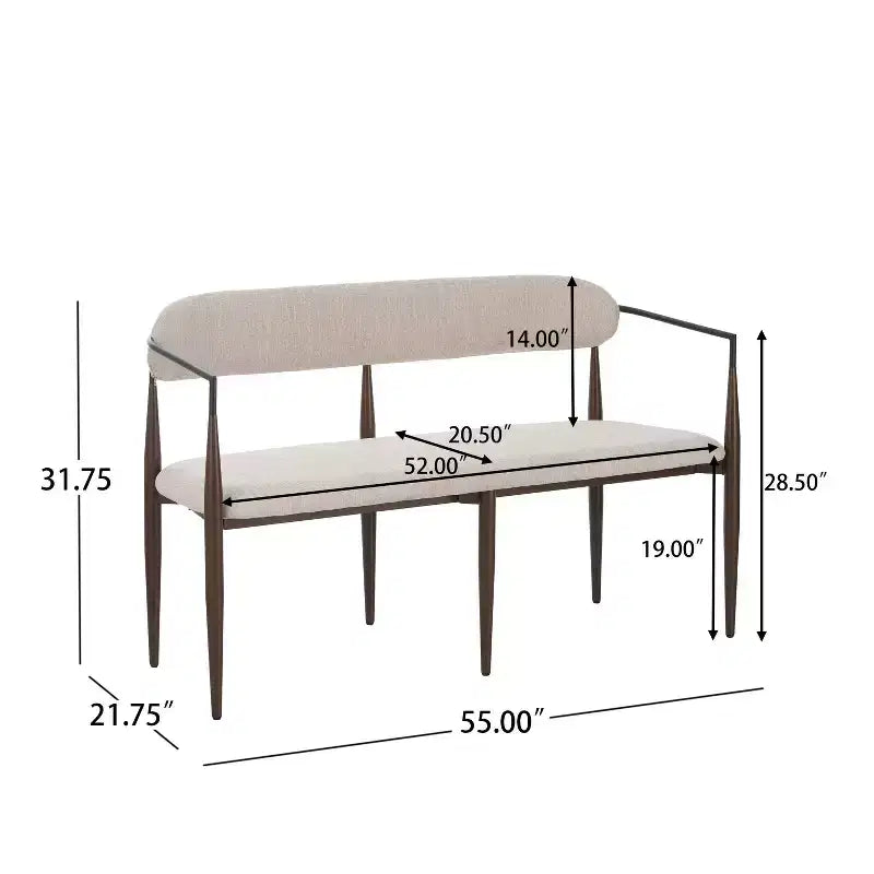 Causeuse moderne Christopher Knight Home Piper de 140 cm en fer avec dossier incurvé ouvert, couleur café/noir