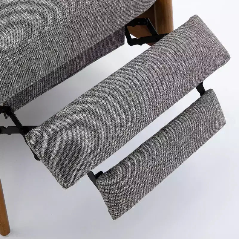 Fauteuil inclinable Comfort Pointe Terni à dossier inclinable gris cendré : résistant aux taches, pieds en bois de châtaignier, rembourrage en mousse