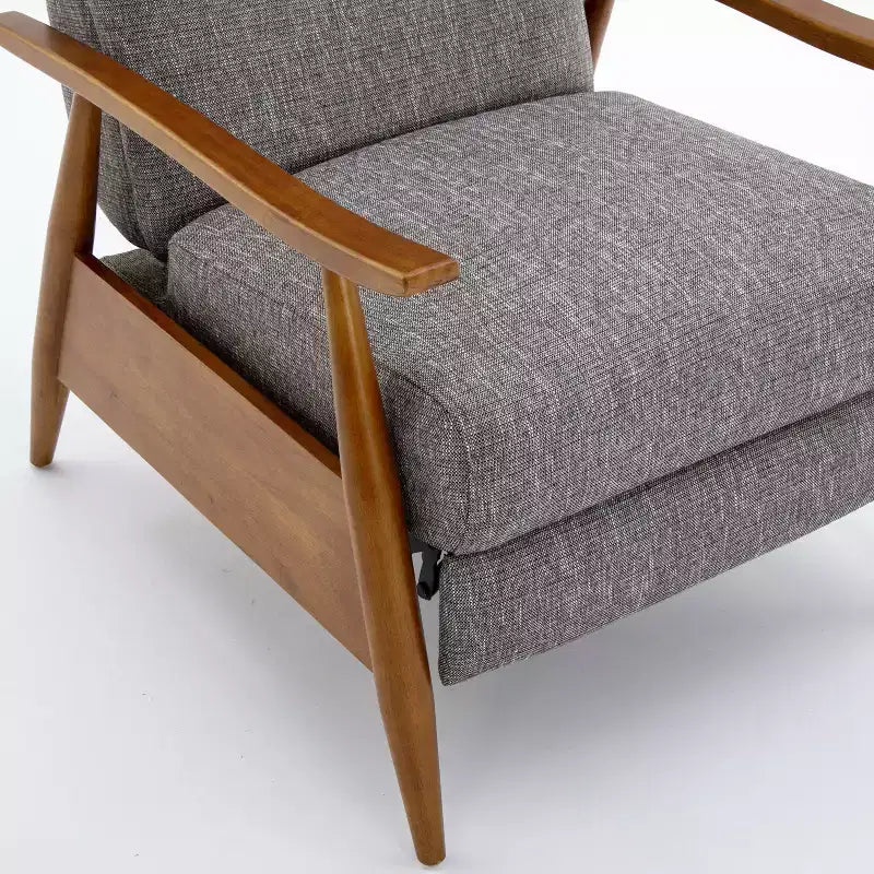 Fauteuil inclinable Comfort Pointe Terni à dossier inclinable gris cendré : résistant aux taches, pieds en bois de châtaignier, rembourrage en mousse