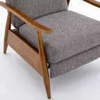 Fauteuil inclinable Comfort Pointe Terni à dossier inclinable gris cendré : résistant aux taches, pieds en bois de châtaignier, rembourrage en mousse
