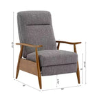 Fauteuil inclinable Comfort Pointe Terni à dossier inclinable gris cendré : résistant aux taches, pieds en bois de châtaignier, rembourrage en mousse