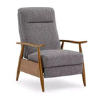 Fauteuil inclinable Comfort Pointe Terni à dossier inclinable gris cendré : résistant aux taches, pieds en bois de châtaignier, rembourrage en mousse