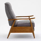 Fauteuil inclinable Comfort Pointe Terni à dossier inclinable gris cendré : résistant aux taches, pieds en bois de châtaignier, rembourrage en mousse