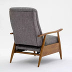 Fauteuil inclinable Comfort Pointe Terni à dossier inclinable gris cendré : résistant aux taches, pieds en bois de châtaignier, rembourrage en mousse