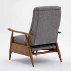 Fauteuil inclinable Comfort Pointe Terni à dossier inclinable gris cendré : résistant aux taches, pieds en bois de châtaignier, rembourrage en mousse