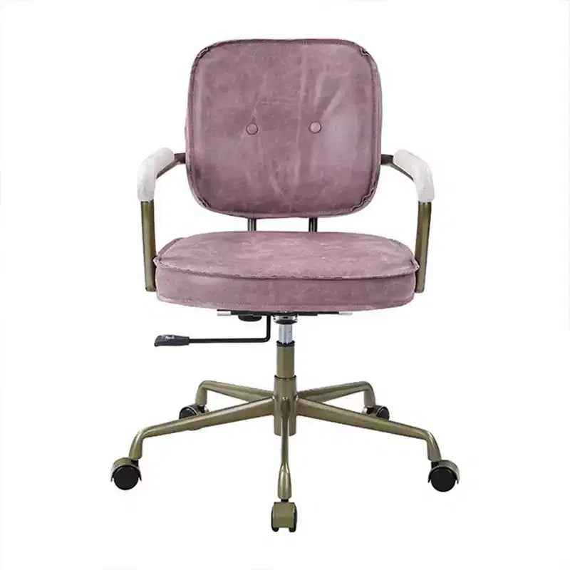 Fauteuil inclinable d'appoint en cuir grainé rose de 25 po Siecross - Acme Furniture : pivotant, structure en métal, aucun assemblage requis