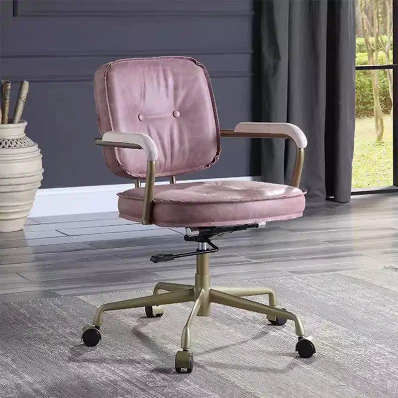 Fauteuil inclinable d'appoint en cuir grainé rose de 25 po Siecross - Acme Furniture : pivotant, structure en métal, aucun assemblage requis
