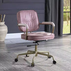 Fauteuil inclinable d'appoint en cuir grainé rose de 25 po Siecross - Acme Furniture : pivotant, structure en métal, aucun assemblage requis