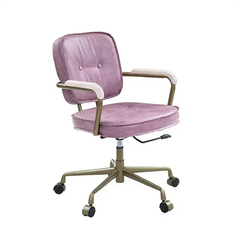 Fauteuil inclinable d'appoint en cuir grainé rose de 25 po Siecross - Acme Furniture : pivotant, structure en métal, aucun assemblage requis