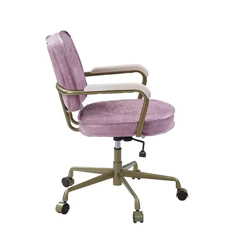 Fauteuil inclinable d'appoint en cuir grainé rose de 25 po Siecross - Acme Furniture : pivotant, structure en métal, aucun assemblage requis