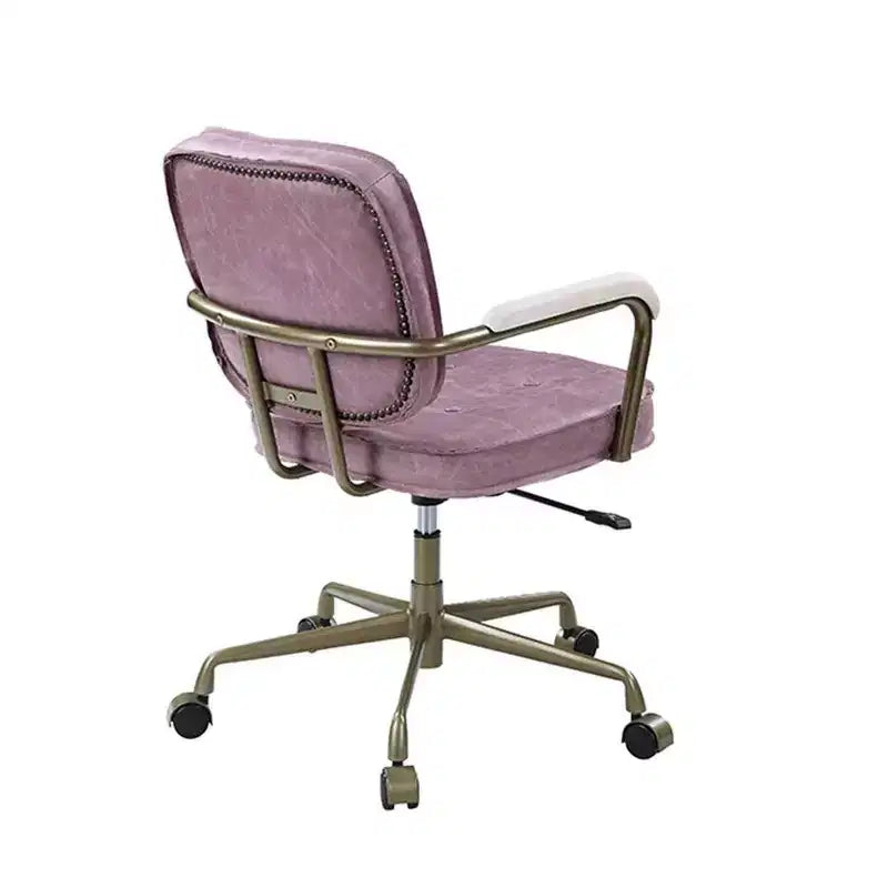 Fauteuil inclinable d'appoint en cuir grainé rose de 25 po Siecross - Acme Furniture : pivotant, structure en métal, aucun assemblage requis