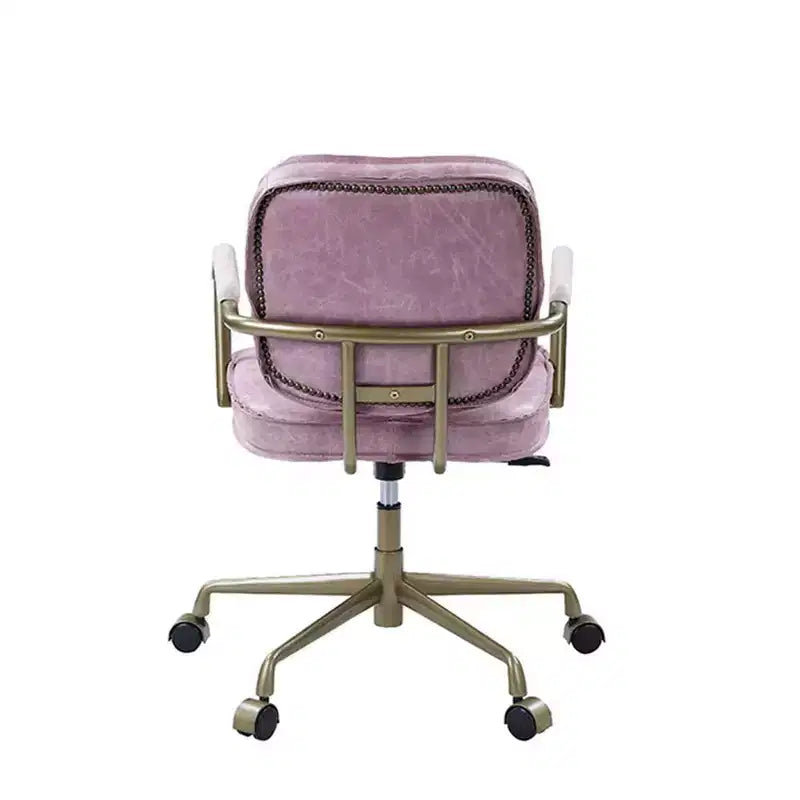 Fauteuil inclinable d'appoint en cuir grainé rose de 25 po Siecross - Acme Furniture : pivotant, structure en métal, aucun assemblage requis