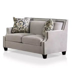Creation Velvet Upholstered Loveseat Light Gray/Navy - Furniture Of America