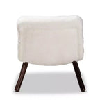 Fauteuil d'appoint Eisa en similicuir retourné rembourré et bois Blanc/Noyer - Baxton Studio